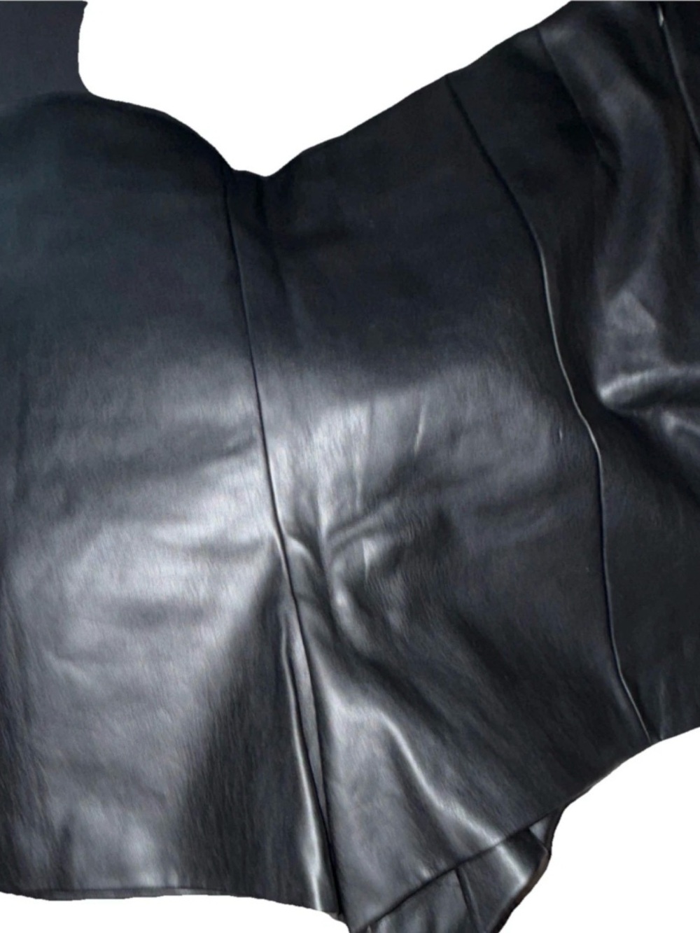 Zara Black Leather Midi Skirt — Paneled Seams